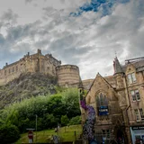 Edinburgh Castle above the city's historic buildings
