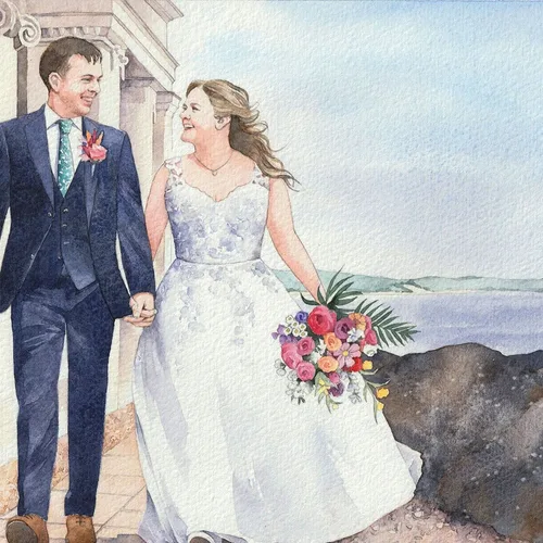 Live guest illustrations and couple/venue portrait by Katie & Annabel - Thumbnail 2