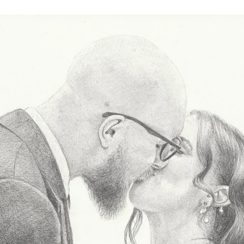 “You May Now Kiss…” Live Wedding Pencil Drawing - Image 2