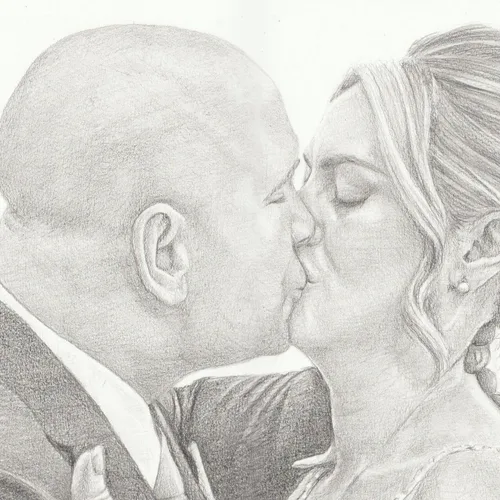 “You May Now Kiss…” Live Wedding Pencil Drawing - Thumbnail 7