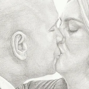 “You May Now Kiss…” Live Wedding Pencil Drawing - Thumbnail 3