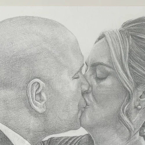 “You May Now Kiss…” Live Wedding Pencil Drawing - Thumbnail 14