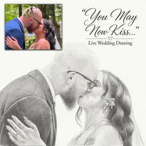 “You May Now Kiss…” Live Wedding Pencil Drawing - Thumbnail 5