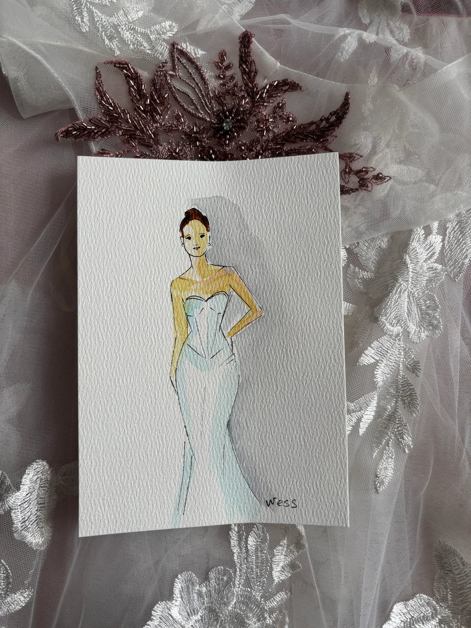 Watercolor Wedding Dress Portraits by Bella