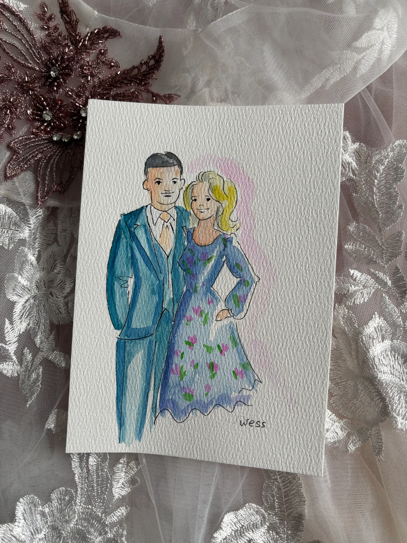 Watercolor Wedding Guest Portraits by Bella