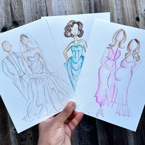 Elegant Live Guest Portraits (Watercolour) by Lola - Image 1