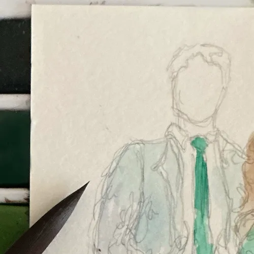 Live Stylised Watercolour Wedding Guest Illustrations by Mary - Thumbnail 4