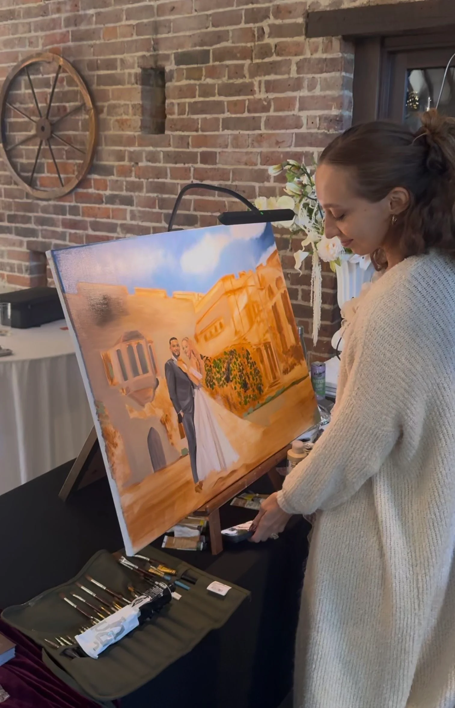 Realism Live Wedding Painting in Oil by Amber artwork