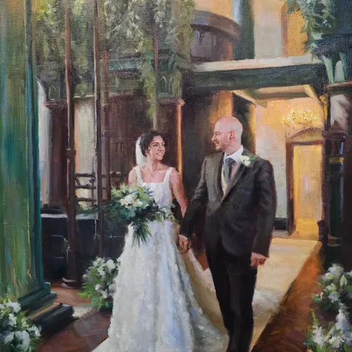 Capturing Love: Timeless Live Oil Portraits and Wedding Scenes - Image 5