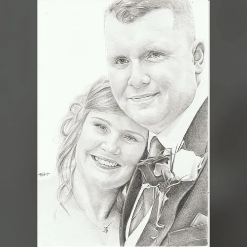 “You May Now Kiss…” Live Wedding Pencil Drawing - Thumbnail 8