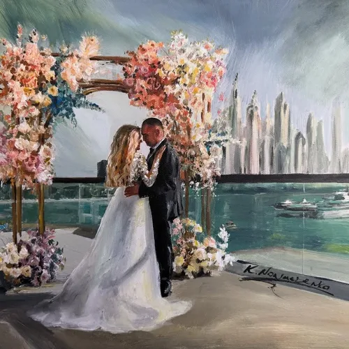 Romantic, Storytelling Live Wedding Painting by Krystyna - Thumbnail 11