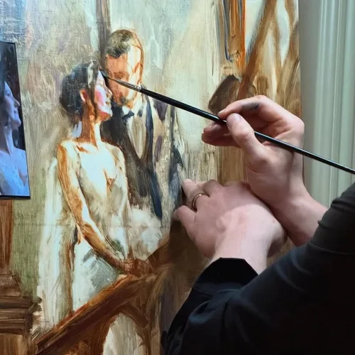 Capturing Love: Timeless Live Oil Portraits and Wedding Scenes - Thumbnail 8