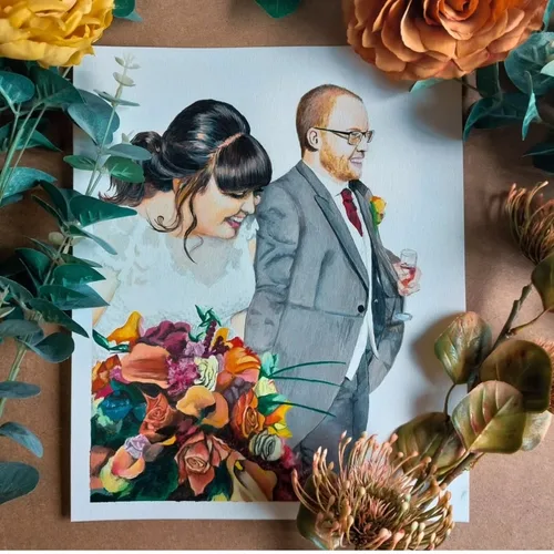 Couple-Focused Photorealistic Live Wedding Portrait - Thumbnail 6