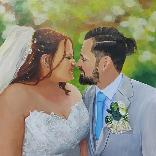 Couple-Focused Photorealistic Live Wedding Portrait - Thumbnail 15