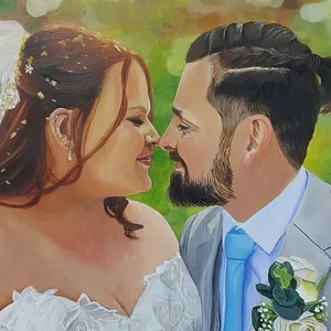 Couple-Focused Photorealistic Live Wedding Portrait - Thumbnail 5
