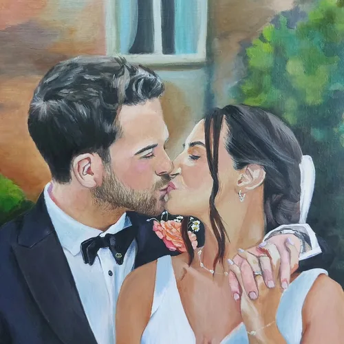 Couple-Focused Photorealistic Live Wedding Portrait - Thumbnail 5