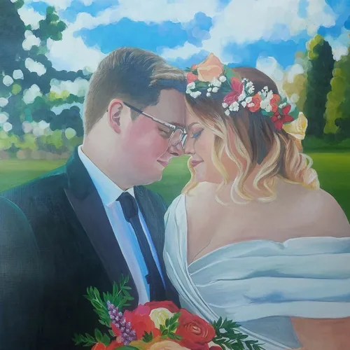 Couple-Focused Photorealistic Live Wedding Portrait - Thumbnail 19