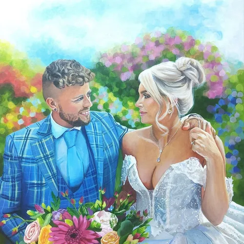 Couple-Focused Photorealistic Live Wedding Portrait - Thumbnail 5