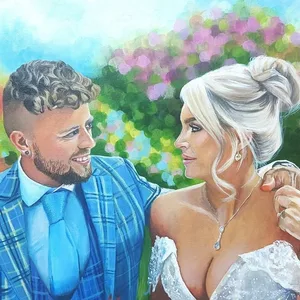 Couple-Focused Photorealistic Live Wedding Portrait - Thumbnail 2
