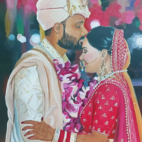 Couple-Focused Photorealistic Live Wedding Portrait - Thumbnail 16