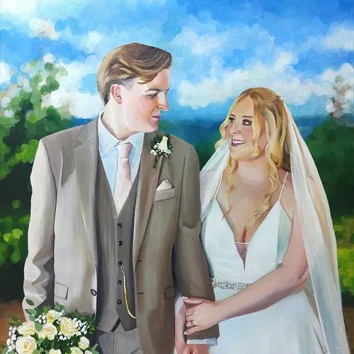 Couple-Focused Photorealistic Live Wedding Portrait - Thumbnail 2