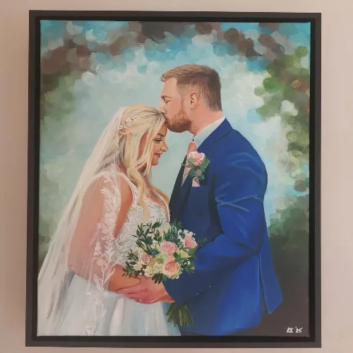 Couple-Focused Photorealistic Live Wedding Portrait - Thumbnail 22
