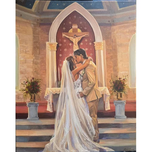 Realism-Focused Live Wedding Painting by Mabel - Image 1