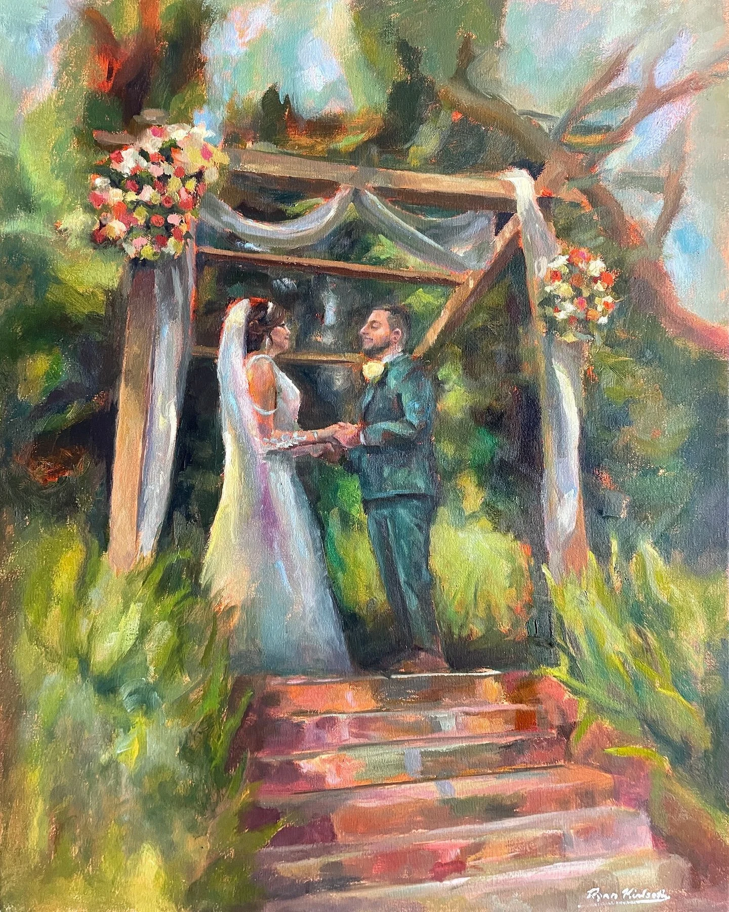 Vibrant Impressionist Wedding Painting by Ryan - Image 1