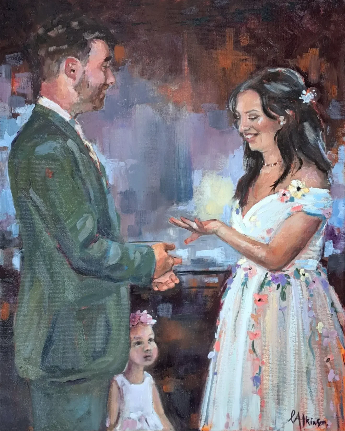 Painterly and Expressive Live Wedding Painting by Lydia artwork