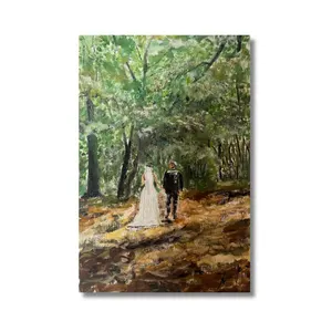 Emelie and Victors wedding near the forest. Acrylic on canvas.
