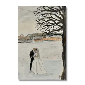 Winter in Stockholm, had the honour of painting this lovely wedding setting for Delin and Elyas. Acrylic on canvas.