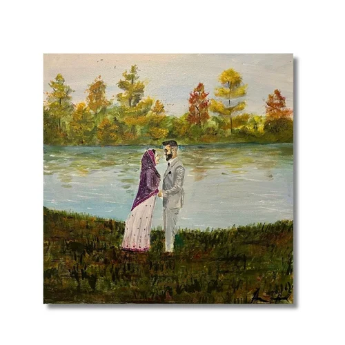 Beautiful autumn wedding of Alafiyah and Taher. Acrylic on canvas