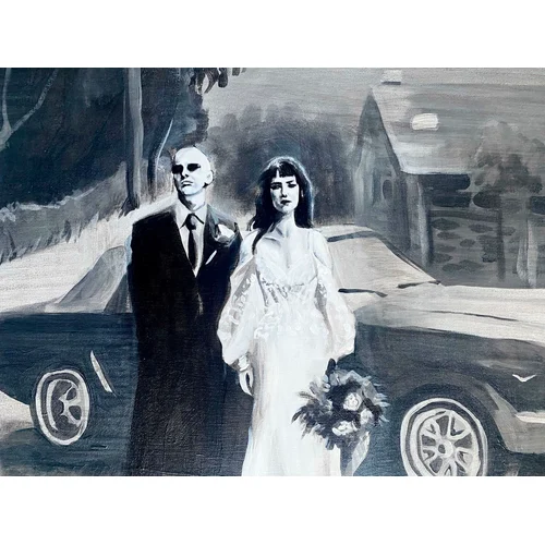 Connor & La Rissa ~ I chose a landscape composition to capture more of the scene and, importantly, their incredible Ford Mustang.
