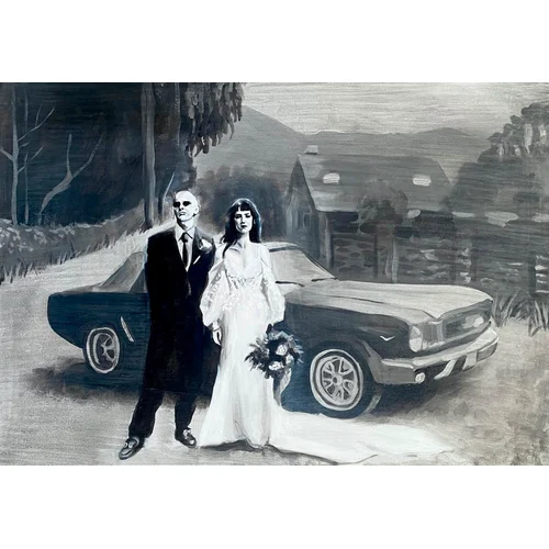 Connor & La Rissa ~ I chose a landscape composition to capture more of the scene and, importantly, their incredible Ford Mustang.