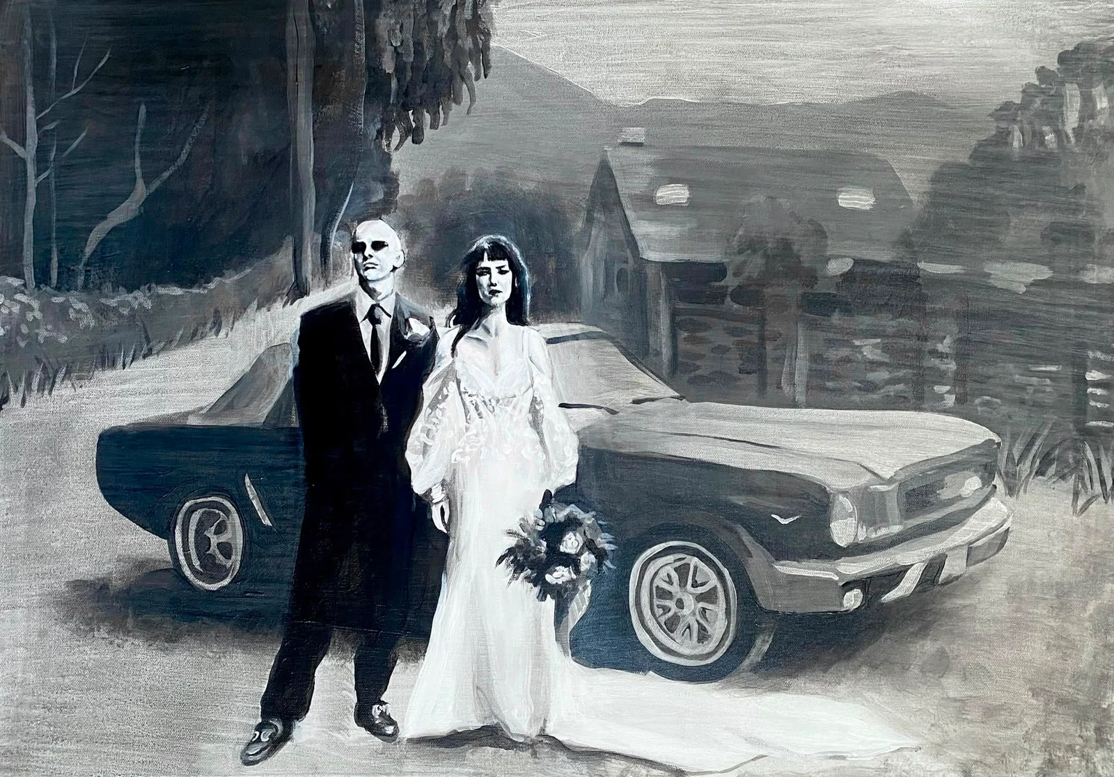 Connor & La Rissa ~ I chose a landscape composition to capture more of the scene and, importantly, their incredible Ford Mustang.