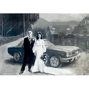 Connor & La Rissa ~ I chose a landscape composition to capture more of the scene and, importantly, their incredible Ford Mustang.