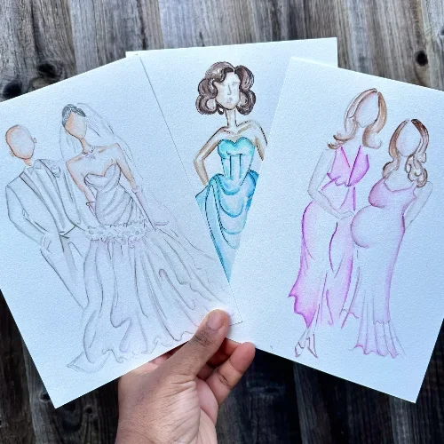 Elegant Live Guest Portraits (Watercolour) by Lola - Image 1
