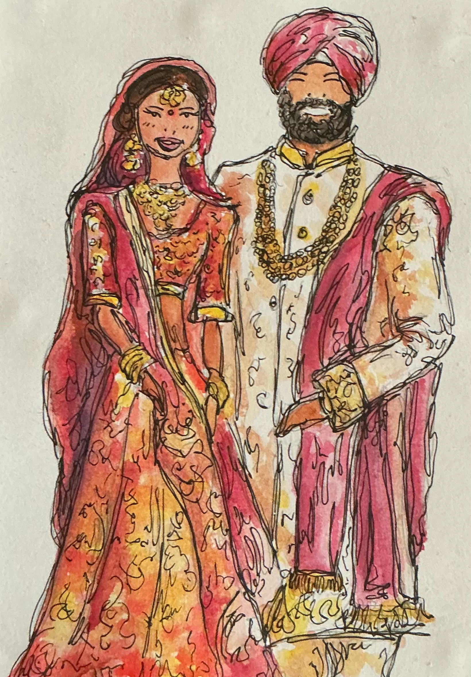 Live Stylised Watercolour Wedding Guest Illustrations by Mary - Thumbnail 4