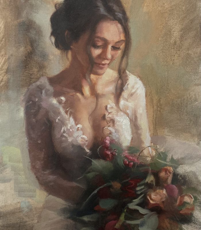 live wedding painting of a bride